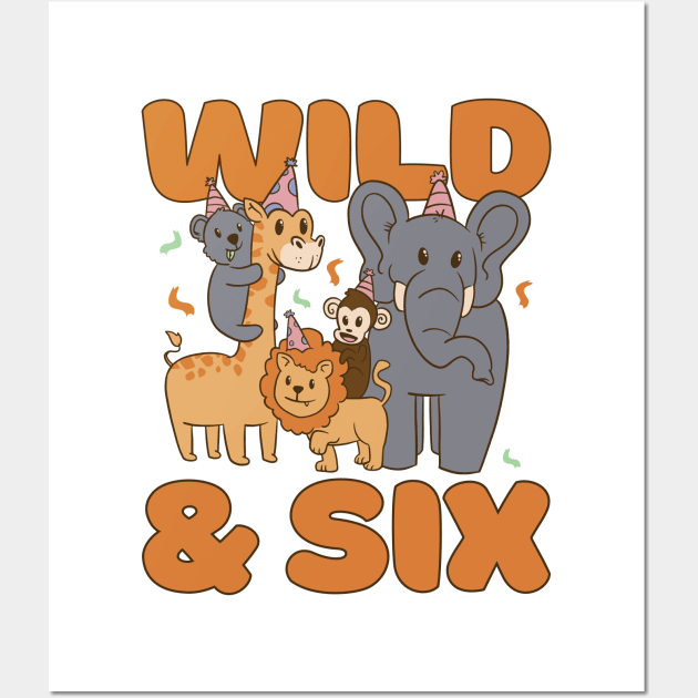 Wild & SIx Jungle Safari Zoo Kids 6th Birthday Wall Art by Krishnansh W.